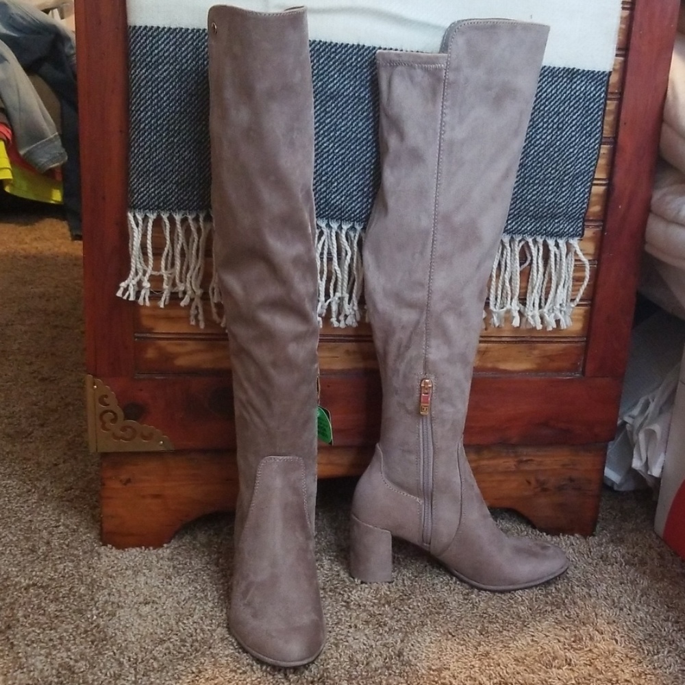 Liz Claiborne Taupe Over-the-Knee Suede Boots